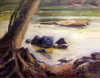 Lorrie Herman "Talking Rocks" plein air oil icon