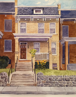 Lorrie Herman - House Portrait "DC Rowhome" watercolor