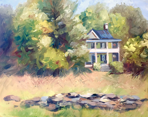 Lorrie Herman "Unison Village" plein air oil