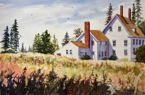 Lorrie Herman - watercolor "Cranberry Isle Cottage"
