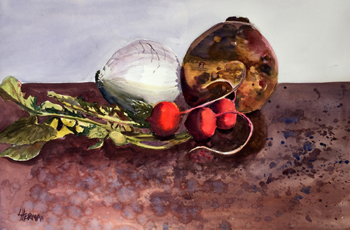 Lorrie Herman - watercolors "Rutabaga and Friends"